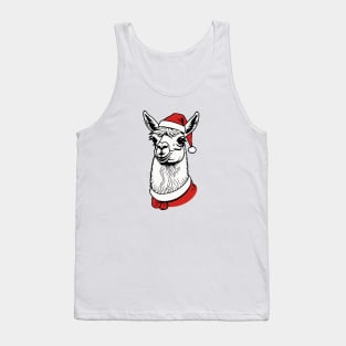 Christmas Llama with Santa Hat Tank Top